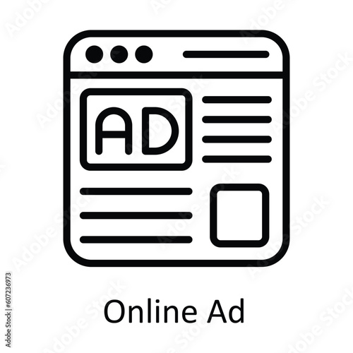 Online Ad Vector  outline Icon Design illustration. Seo and web Symbol on White background EPS 10 File © Optima GFX