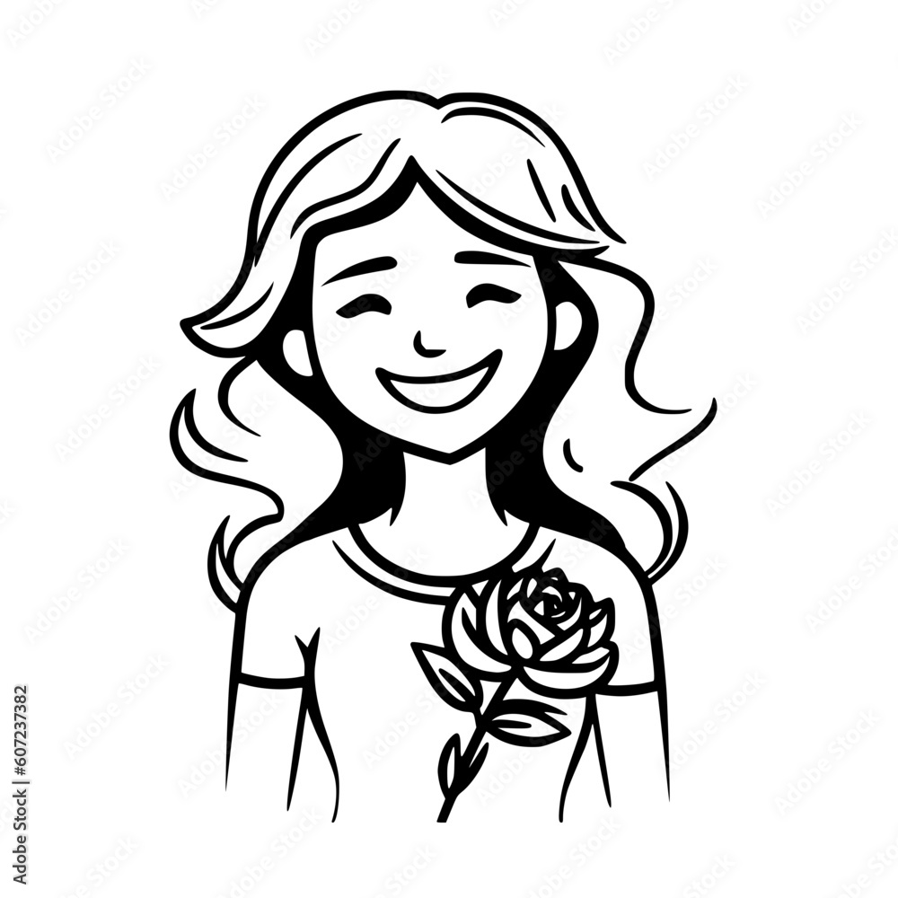 Girl holding flower vector illustration isolated on transparent background Girl holding flower vector illustration isolated on transparent background