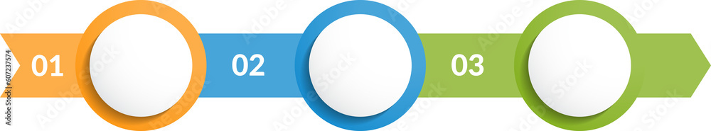 Infographic template with arrows with 3 circles for icons and text Infographic template with arrows with 3 circles for icons and text