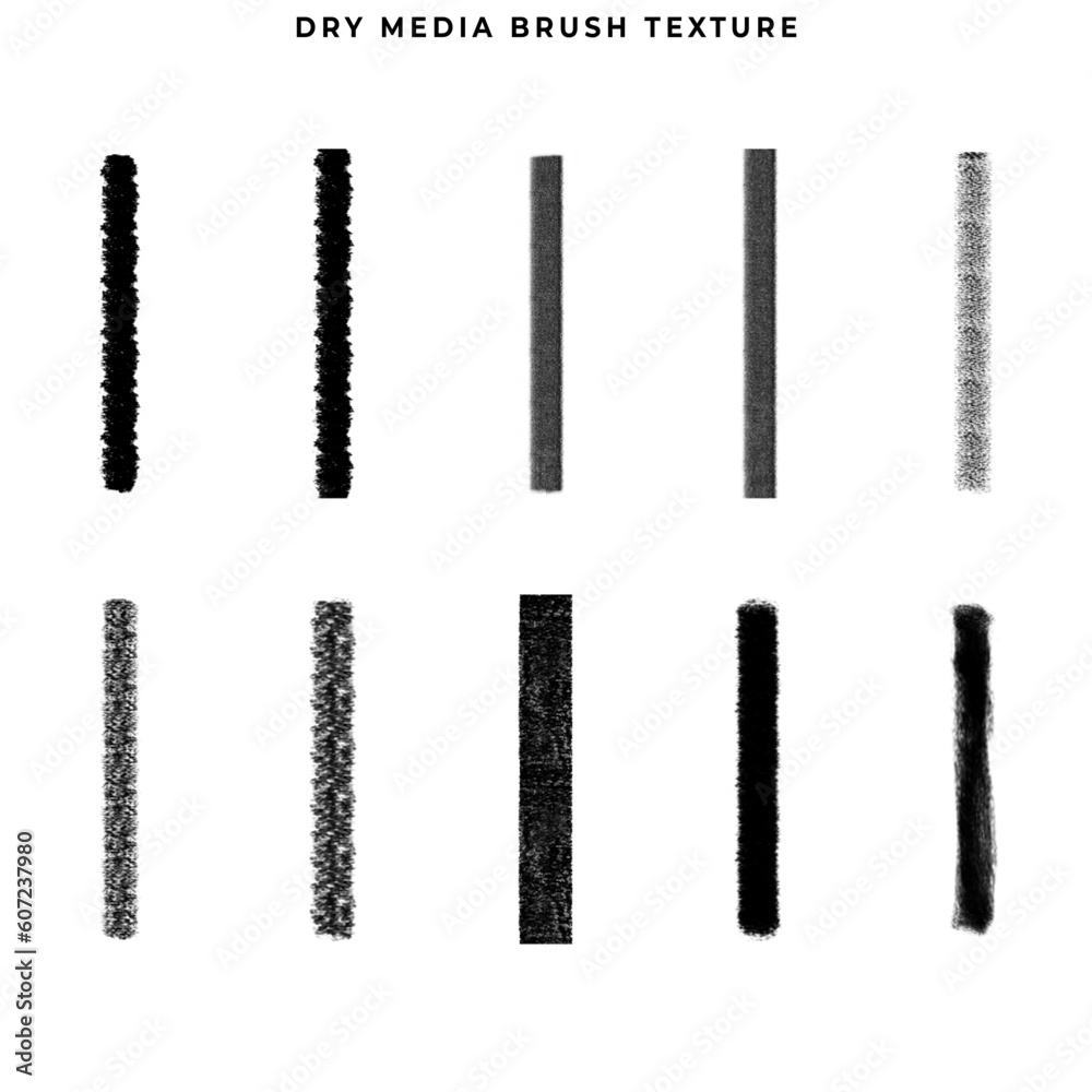 Vector dry media brushes set. Vector dry media brushes set.
