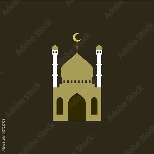 Mosque illustration, can be used as prayer symbol and qibla.