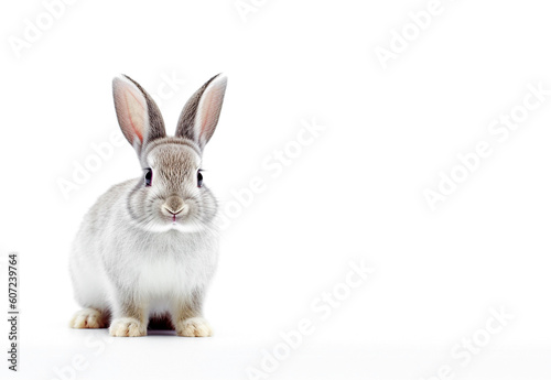 Ai generative.  Funny rabbit on white