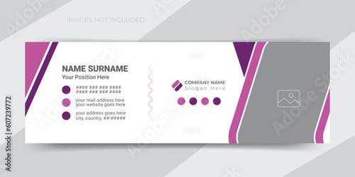 Clean and simple creative email signature or footer for personal social media cover page design template