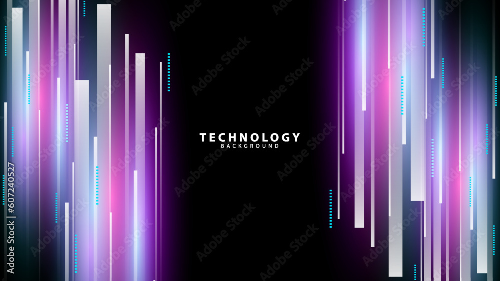 technology background with neon light effect lines