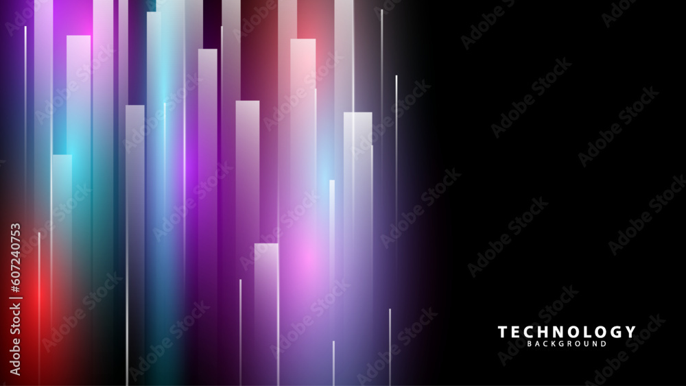 technology background with neon light effect lines