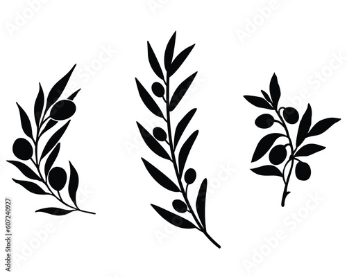 Set of Olive Branches Silhouette