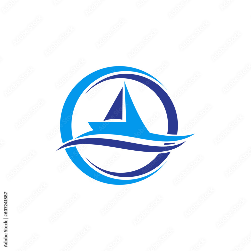 boat on the sea and ship logo design. boat on the sea and ship logo design.