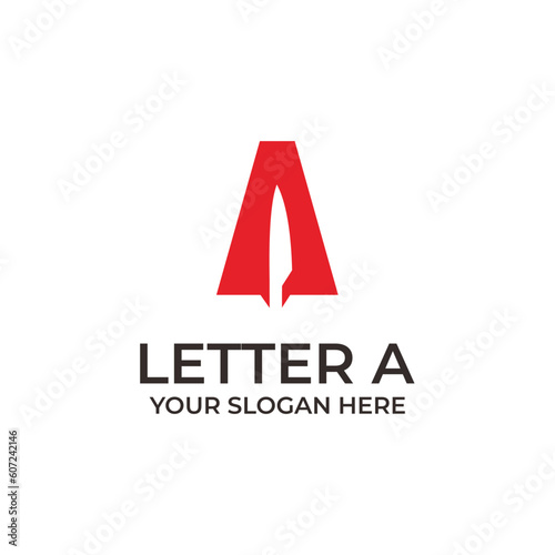 letter a logo design with knife