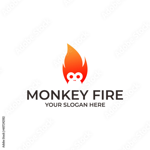 monkey with fire logo design