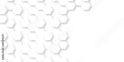 3d Hexagonal structure futuristic white background and Embossed Hexagon , honeycomb white Background ,light and shadow ,Vector. © MdLothfor