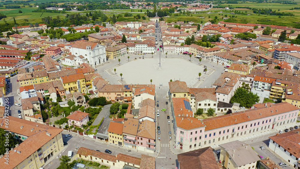 Palmanova, Udine, Italy. An exemplary fortification project of its time was laid down in 1593, Aerial View