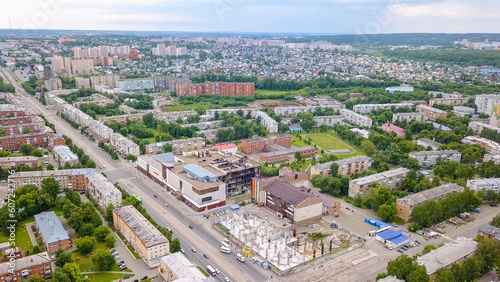 View of the shopping center after the fire. Kemerovo, Russia, From Dron