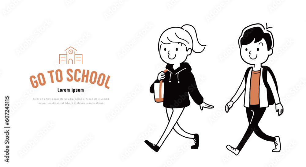 ベクターイラスト素材:歩く男子と女子
ベクターイラスト素材:歩く男子と女子