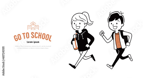 ベクターイラスト素材：走る男子と女子
