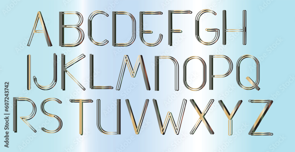 Grey gradient font, alphabet letters font