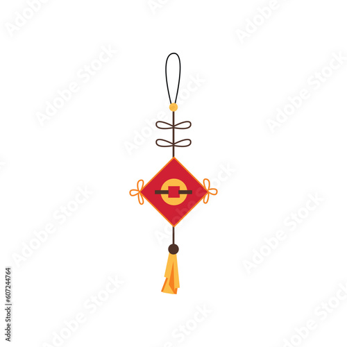 Chinese luck talisman and festive street decoration, flat vector isolated.