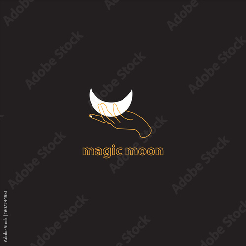 elegant crescent moon and star logo design line icon vector in luxury style outline linear