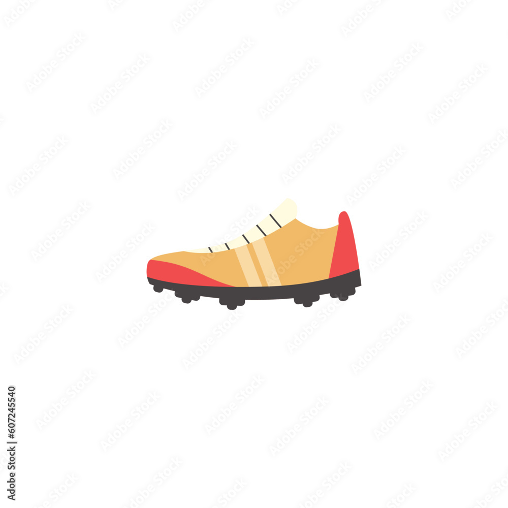 Yellow baseball shoes with spikes flat style, vector illustration Yellow baseball shoes with spikes flat style, vector illustration
