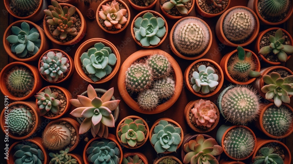 group of succulents potted Generative AI group of succulents potted Generative AI