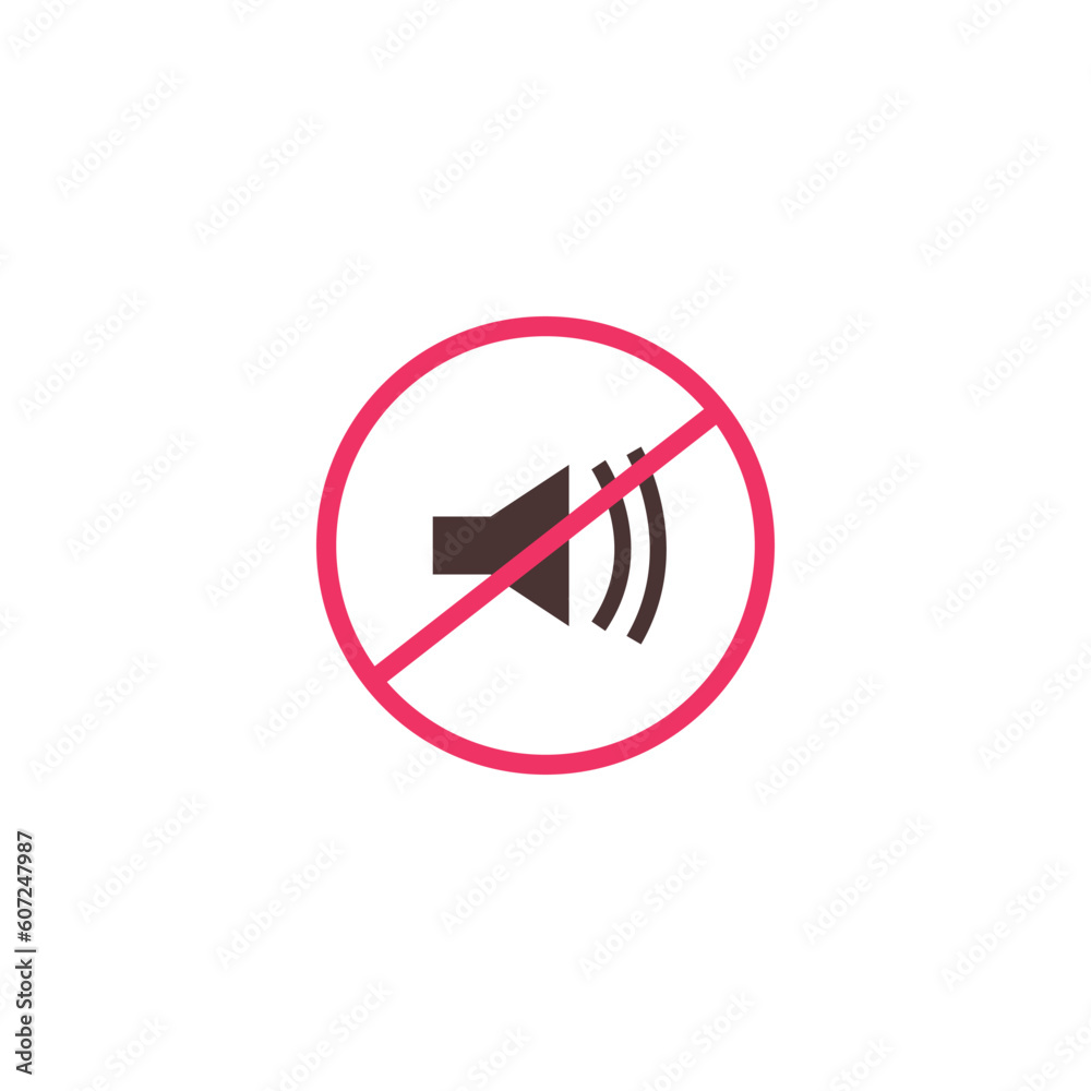 No sound sign flat style, vector illustration isolated on white No sound sign flat style, vector illustration isolated on white