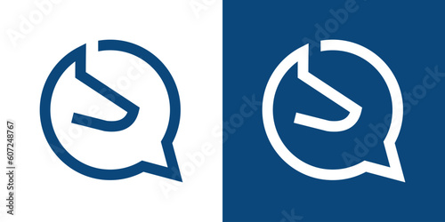 logo design horse and chat icon vector illustration