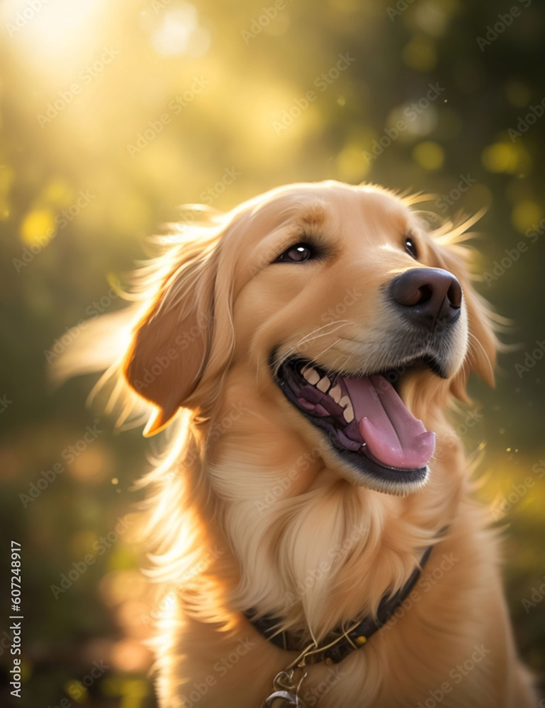 Various pictures and illustration of cute dogs, with different positions and expressions with different backgrounds