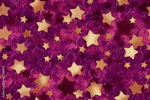 Red violet golden glitter pattern  scrapbook paper  beautiful colors mix with stars. AI generative