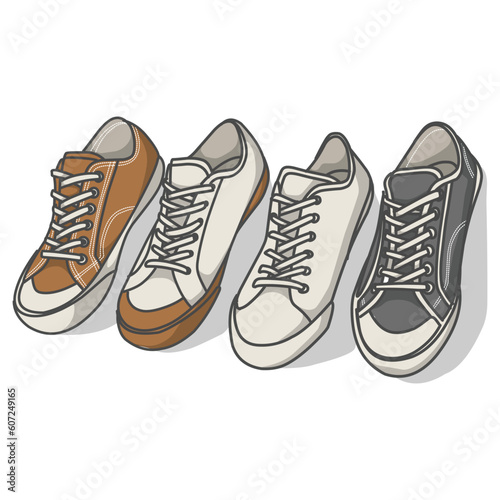 An energetic vector illustration featuring a collection of sporty sneakers, ideal for fitness enthusiasts and athletes seeking both style and functionality.