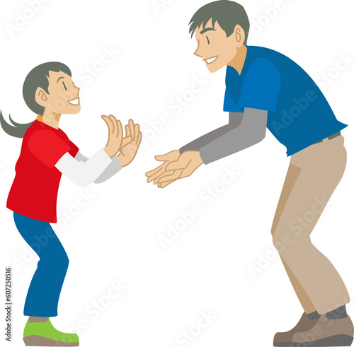 ロータッチで喜び合う親子