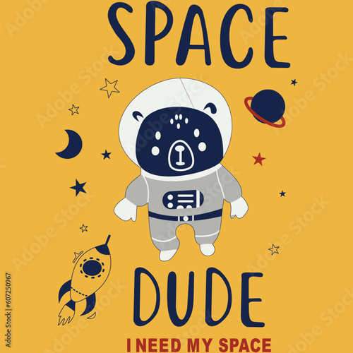vector and illustration design of  cute space dude with beatifull background pattern for t shirts