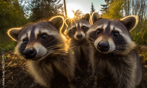 Curious raccoon snaps a selfie, showcasing its inquisitive and playful nature. Creating using generative AI tools © uhdenis