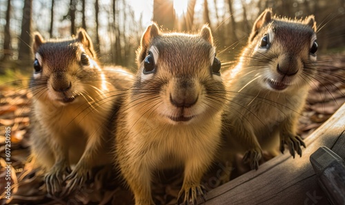 Nutty selfie: Squirrel captures a close-up, highlighting its curious and playful nature. Creating using generative AI tools