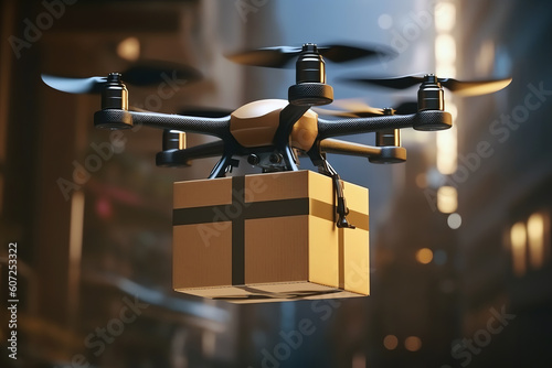 drone delivering package, AI generated