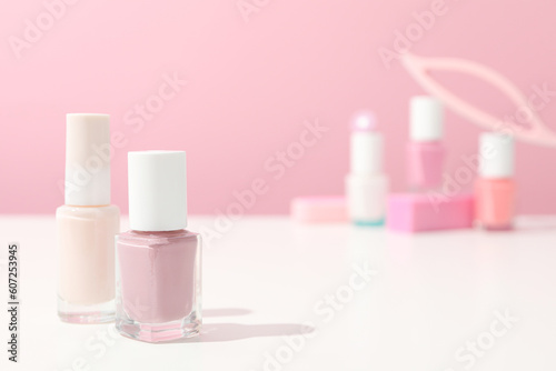 Concept of nail art, tools for pedicure and manicure