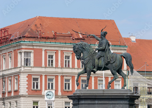 Statue of Ban Josip Jelacic placed in Ban Josip Jelacic Square, Zagreb, Croatia