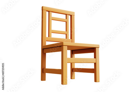 3d wooden chair icon object isolated