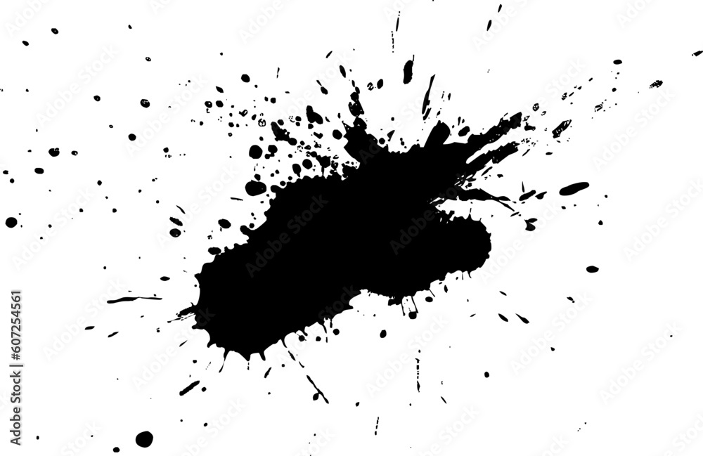 Obraz premium black dropped ink splash splatter watercolor painting in grunge graphic element