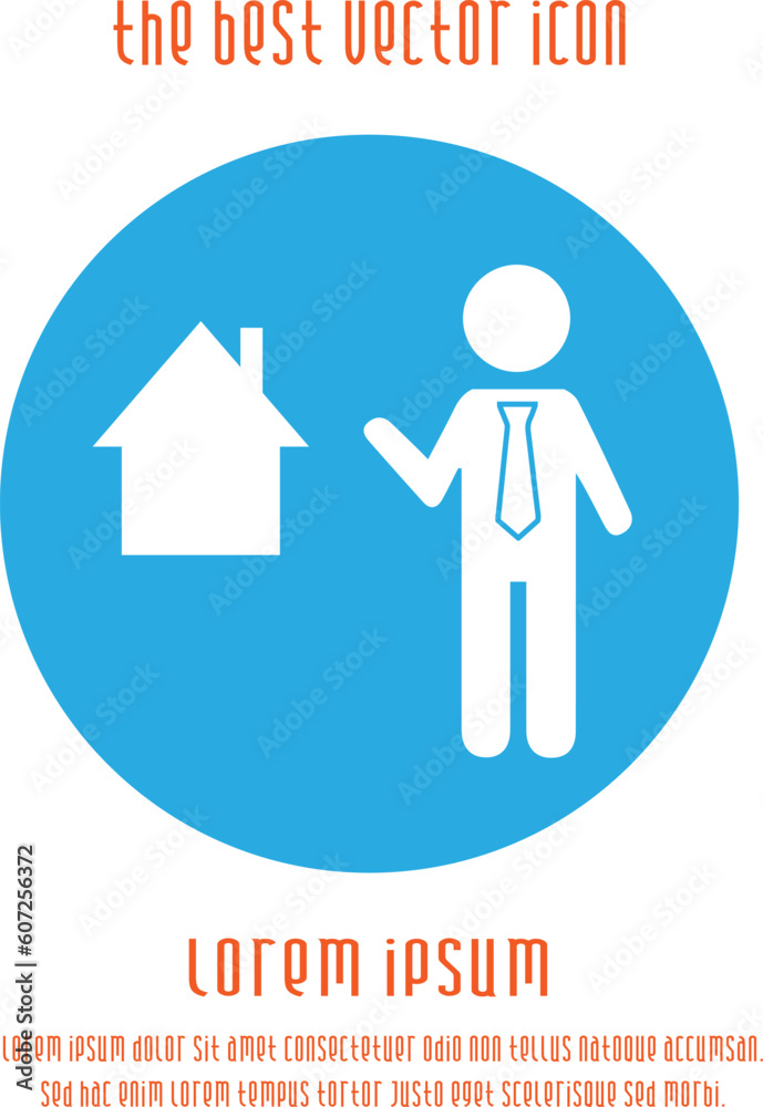 Real estate business vector icon eps 10. Agent pointing at a house. Real estate business vector icon eps 10. Agent pointing at a house.