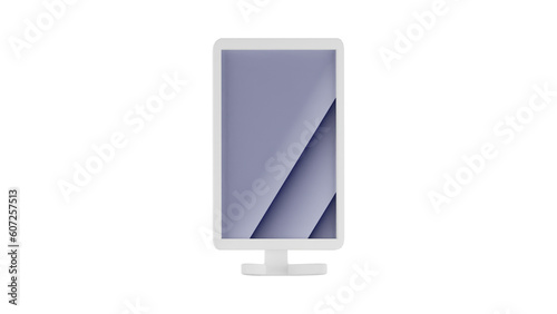 Many types of TVs, white and purple, different screens