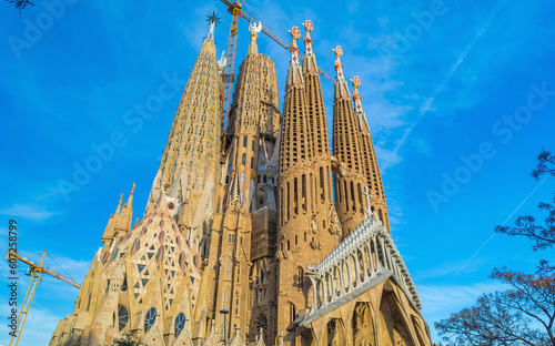Details of Sagrada Familia cathedral in downtown Barcelona