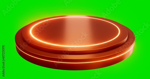 bronze show case rounding double step with glowing light.