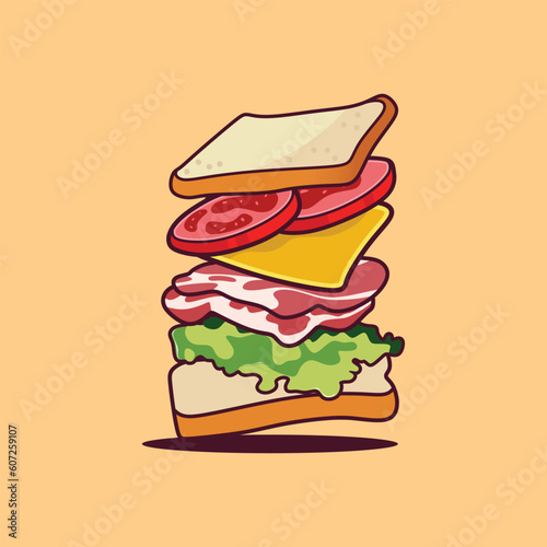 Sandwich Vector, Falling Sandwich Cartoon