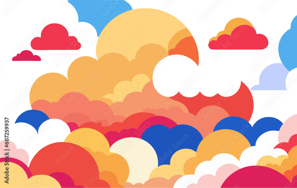 A colorful sky with clouds and a rainbow.