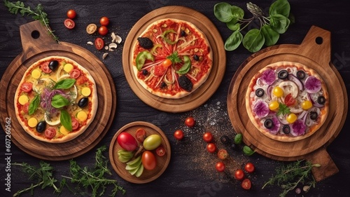 A set of Italian pizza. Italian cuisine. Generative AI