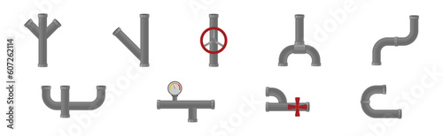 Traps as Shaped Pipe and Plumbing Fixture Vector Set