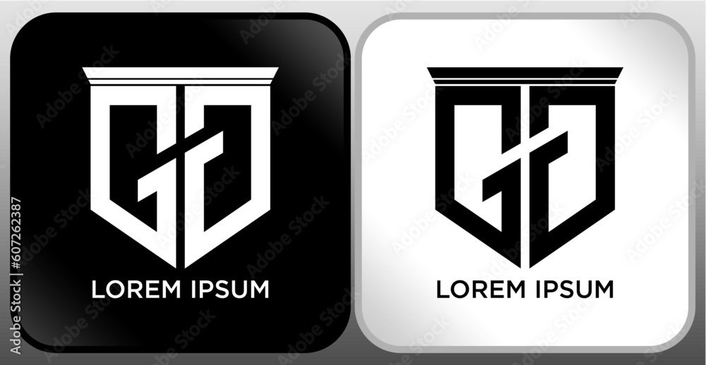 Ga Letter SHIELD Logo Design. Creative Modern G a Letter icon Black and white Ga Letter SHIELD Logo Design. Creative Modern G a Letter icon Black and white