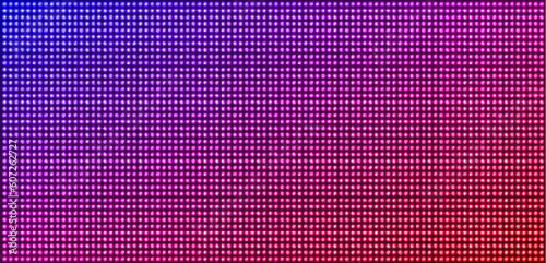 Led screen background with pattern of dot lights. Wall video panel with grid of color pixels. Digital lcd display with diode lamps, vector realistic illustration