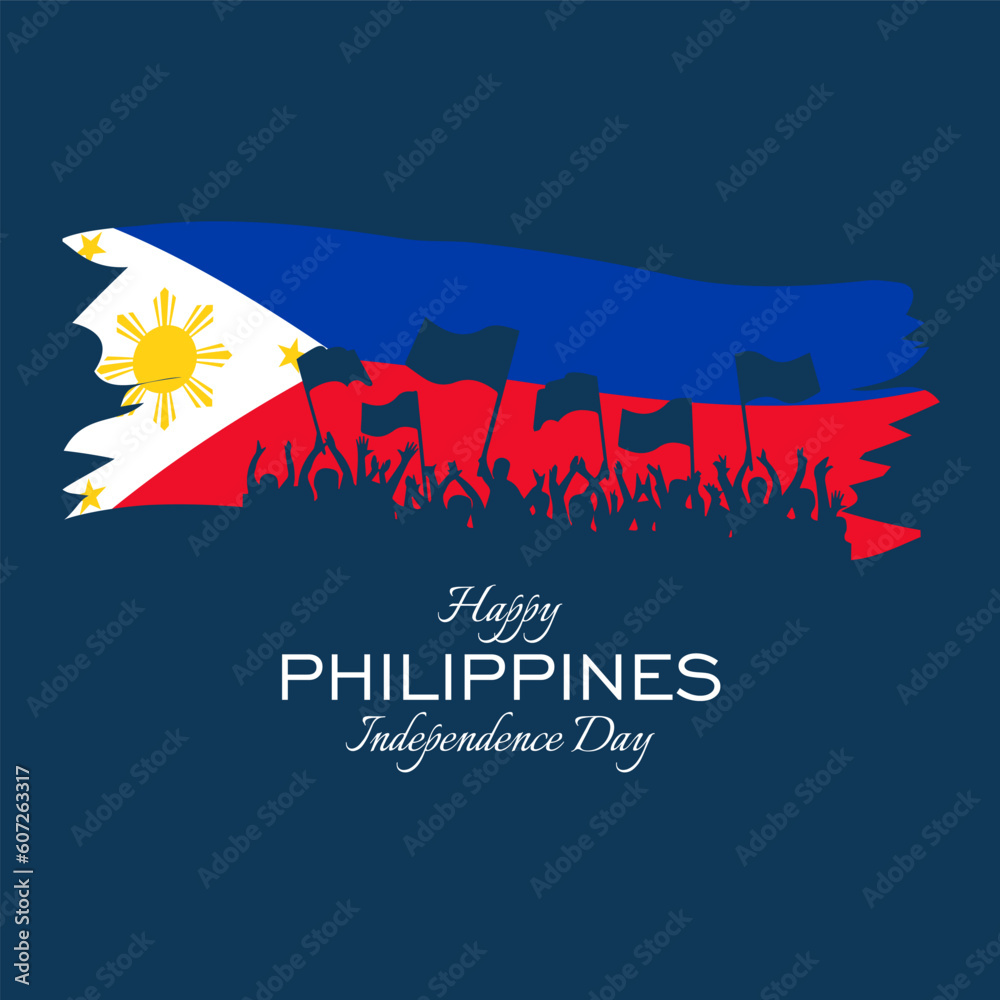 Filipino Araw ng Kalayaan (Translate: Philippine Independence Day). Happy national holiday. Celebrated annually on June 12 in Philippine. Patriotic poster design. Vector illustration