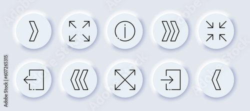 Control arrows. Neomorphism, black, control buttons. Vector icons.