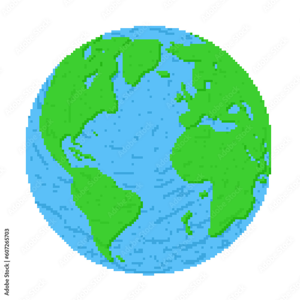 Earth illustration in pixel art
